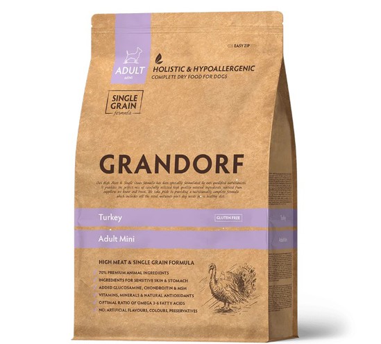 Grandorf DOG ADULT MINI Turkey - Грандорф Cухий комплексний корм для дорослих собак дрібних порід з індичкою від 1 року