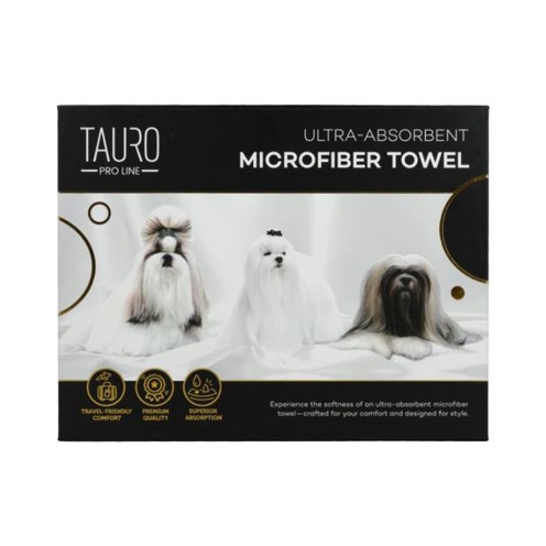 Tauro Pro Line Рушник з мікрофібри високопоглинальний з мальтійською болонкою, ши-цу та лхаса-апсо, 80 x 160 см