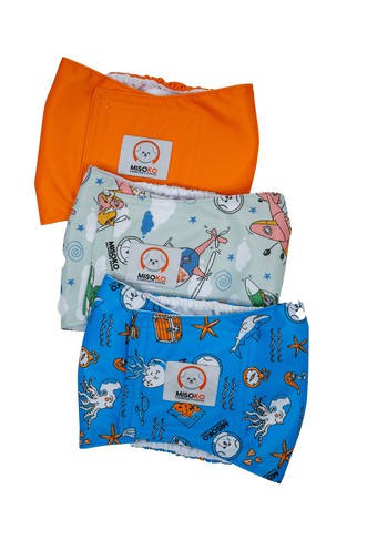 MISOKO&CO Набір багаторазових підгузків для кобелів, Voyage, розмір L, 3 шт.