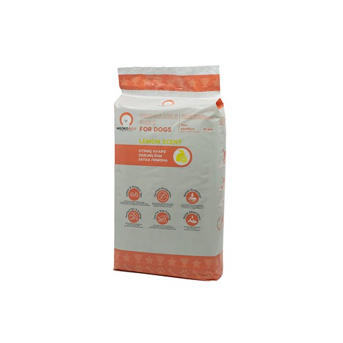 Misoko&Co Одноразові пелюшки для собак з ароматом лимона (цуценята та лапки), 60*90 см,10 шт