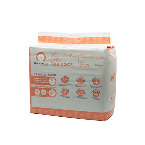 Misoko&Co Одноразові пелюшки для собак з вугіллям та ароматом лаванди, 60*90 см, 50 шт