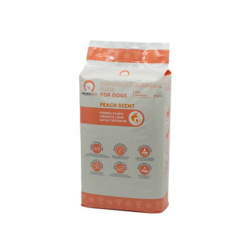 Misoko&Co Одноразові пелюшки для собак з ароматом персика (цуценята та кісточки), 60*90 см, 10 шт