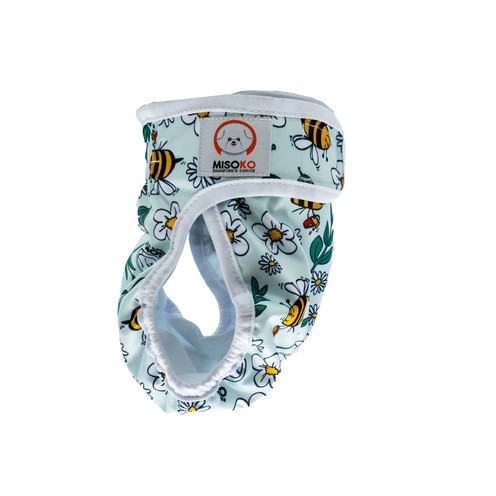 MISOKO&CO підгузки багаторазові для собак-сук, з бджолами, світло-блакитні, розмір XL, 1 шт.